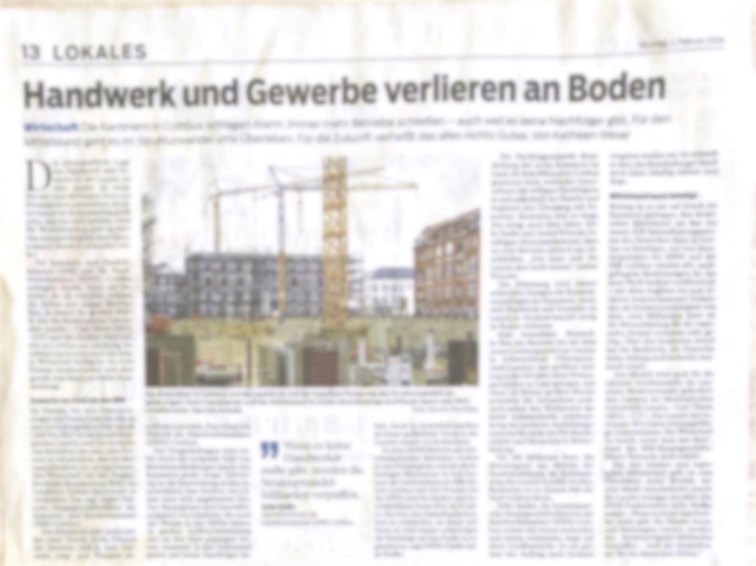 Der Zeitungsartikel der Lausitzer Rundschau - unkenntlich gemacht